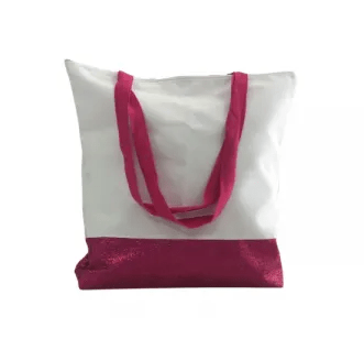 BOLSA DE TECIDO C/ BASE GLITTER ROSA 