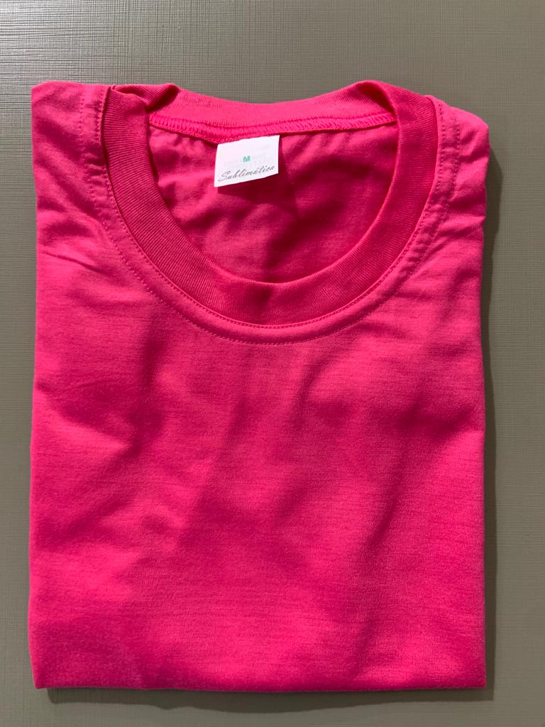 CAMISETA ROSA PINK ADULTO 100% POLIÉSTER TAMANHO P