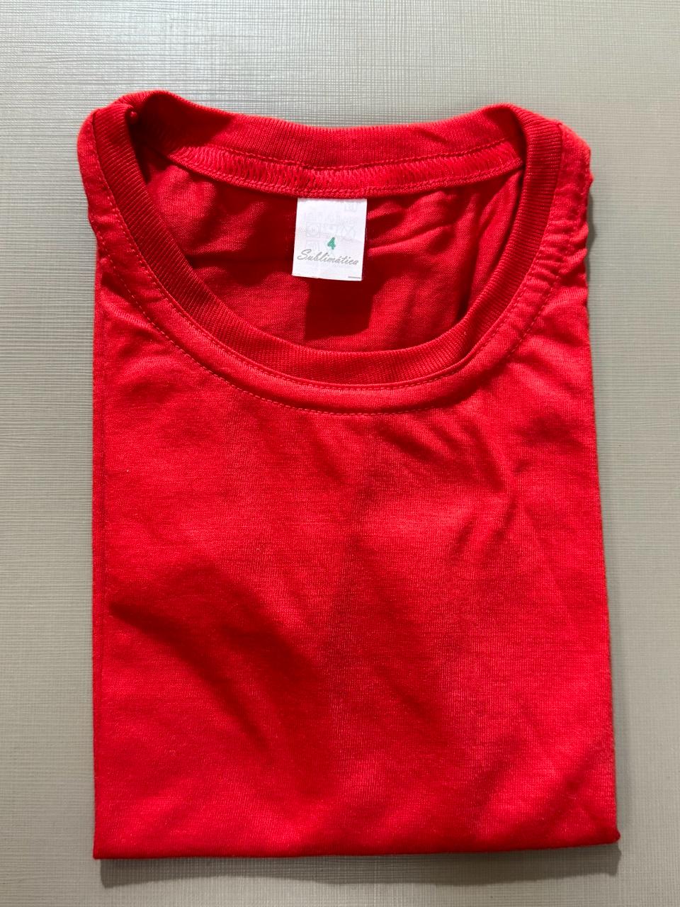 CAMISETA VERMELHA INFANTIL 100% POLIÉSTER TAM. 2
