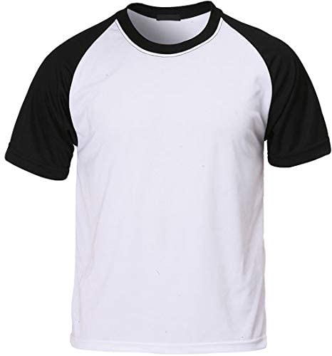 CAMISETA ADULTO RAGLAN BRANCA C/ MANGA PRETA 100% POLIÉSTER TAM. G