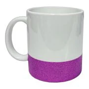 CANECA C/ GLITTER NA BASE ROXA CILÍNDRICA CERÂMICA 325ml