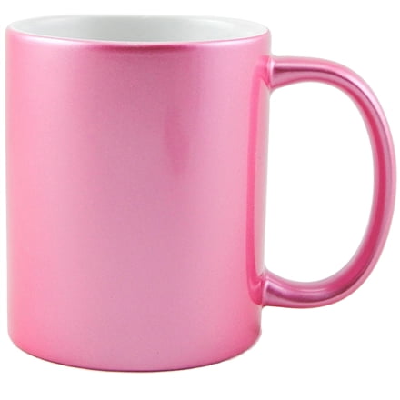 CANECA PEROLADA/METALIZADA ROSA CILÍNDRICA CERÂMICA 325ml