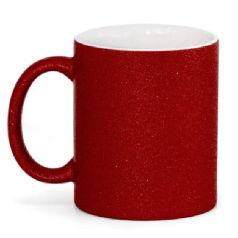 CANECA C/ GLITTER VERMELHA CILÍNDRICA CERAMICA 325ML