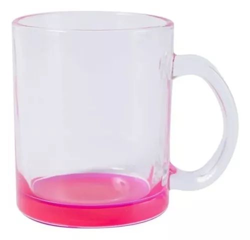 Caneca de café de vidro incolor degrade rosa 325ml