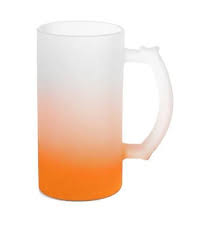 CANECA DE CHOPP DE VIDRO JATEADO DEGRADÊ LARANJA LISA IMPORTADA - 475ml