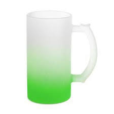 CANECA DE CHOPP DE VIDRO JATEADO DEGRADÊ VERDE NEON IMPORTADA - 475ML