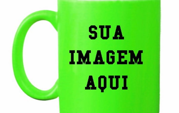 CANECA NEON FLUORESCENTE VERDE CILÍNDRICA CERÂMICA 325ML