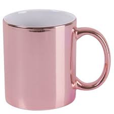 CANECA CROMADA/ESPELHADA ROSE CILÍNDRICA CERÂMICA 325ml