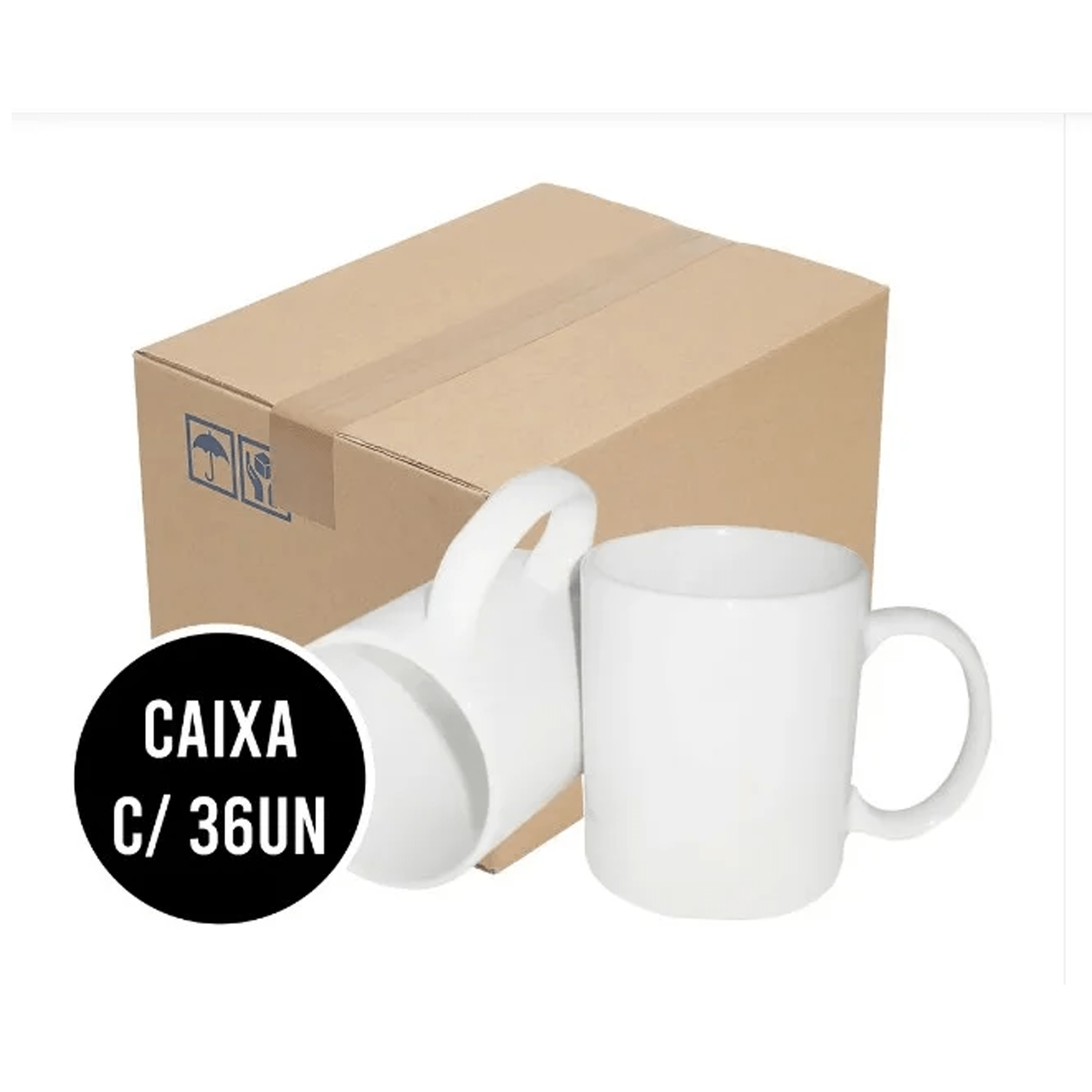 CX COM 36 CANECAS BRANCAS MARCA TRIX CIILINDRICA DE CERÂMICA 325ML IMPORTADA CLASSE AAA