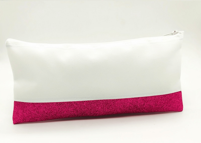 NECESSAIRE CORDOBA BRANCA C/ GLITTER ROSA C/ BASE 24X16CM