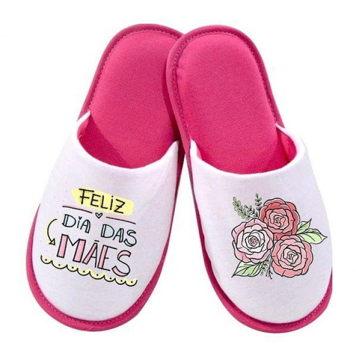 PANTUFA BRANCA COM SOLADO PINK G (39/40)