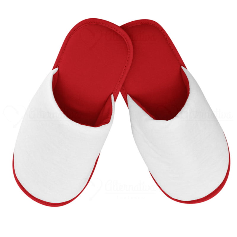 PANTUFA BRANCA COM SOLADO VERMELHO P (34/35/36)