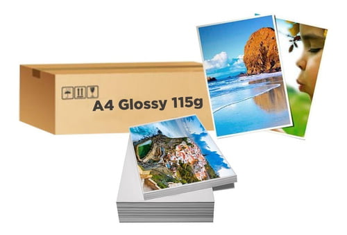 PAPEL FOT. GLOSSY A4 115gr. (Caixa c/ 1.000 folhas)