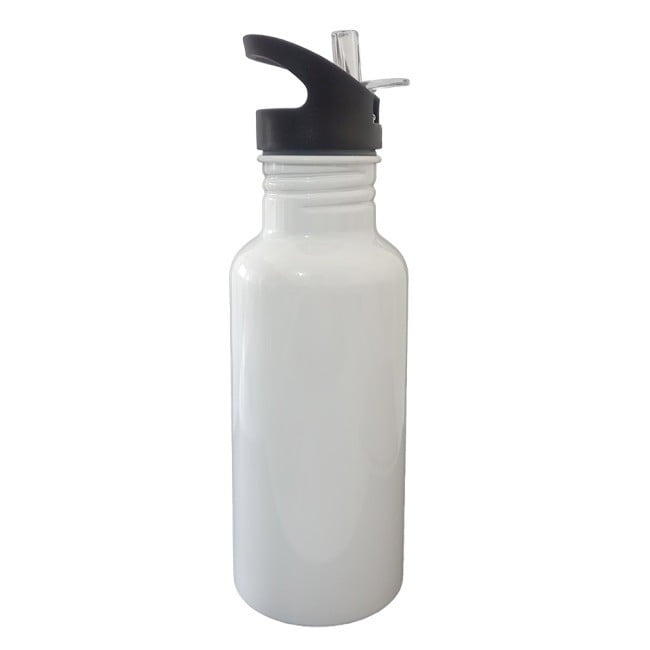 SQUEEZE BRANCO DE INOX C/ BICO RETRÁTIL 500ML + CAIXINHA