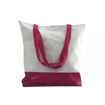 BOLSA DE TECIDO C/ BASE GLITTER ROSA 