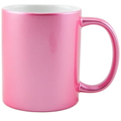 CANECA PEROLADA/METALIZADA ROSA CILÍNDRICA CERÂMICA 325ml