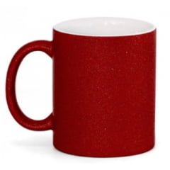 CANECA C/ GLITTER VERMELHA CILÍNDRICA CERAMICA 325ML