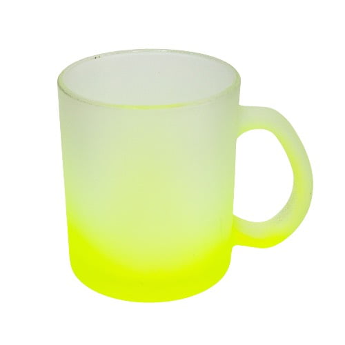 Caneca de café de vidro jateado degrade amarelo neon 325ml importada 