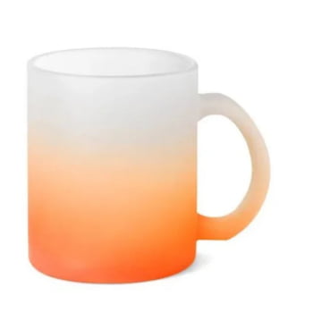 Caneca de café de vidro jateado degrade laranja 325ml importada 
