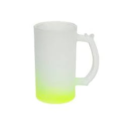 CANECA DE CHOPP DE VIDRO JATEADO DEGRADÊ AMARELO NEON IMPORTADA - 475ML