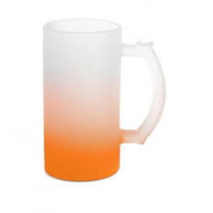 CANECA DE CHOPP DE VIDRO JATEADO DEGRADÊ LARANJA LISA IMPORTADA - 475ml