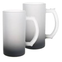 CANECA DE CHOPP DE VIDRO JATEADO DEGRADÊ PRETA LISA IMPORTADA - 475ml