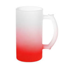 CANECA DE CHOPP DE VIDRO JATEADO DEGRADÊ VERMELHO IMPORTADA - 475ML