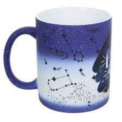 CANECA MÁGICA AZUL COM GLITTER CERÂMICA 325ml