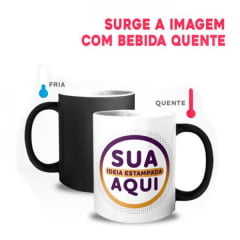 CANECA MÁGICA PRETA BRILHANTE CERÂMICA CILÍNDRICA 325ml 