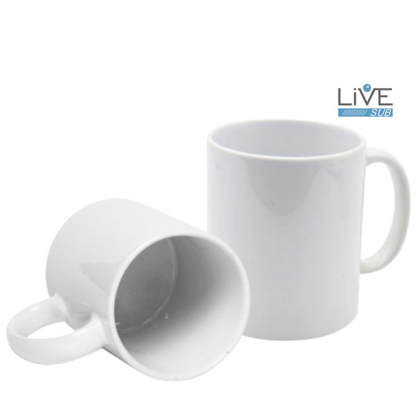 CANECA BRANCA CILÍNDRICA DE CERÂMICA 325ML MARCA LIVE IMPORTADA CLASSE AAA