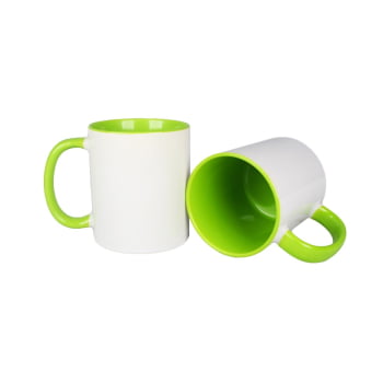 CANECA COM COLHER VERDE DE CERÂMICA DE 325ML