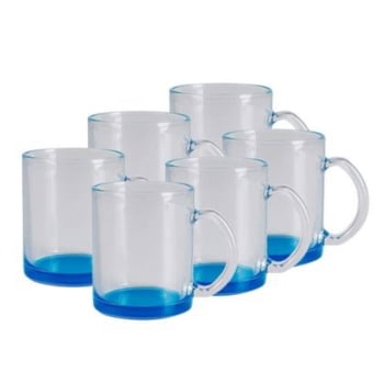 Caneca de café de vidro incolor degrade azul 325ml