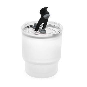 Copo de Vidro Jateado com Tampa de Acrílico e Canudo de Vidro - 400ml para Sublimação 