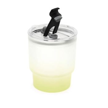 Copo de Vidro Jateado Degradê Amarelo com Tampa de Acrílico e Canudo de Vidro - 400ml para Sublimação 