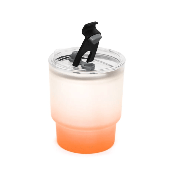 Copo de Vidro Jateado Degradê Laranja com Tampa de Acrílico e Canudo de Vidro - 400ml para Sublimação