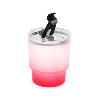 Copo de Vidro Jateado Degradê Vermelho com Tampa de Acrílico e Canudo de Vidro - 400ml para Sublimação