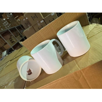 CX C/ 36 CANECAS BRANCAS CILÍNDRICAS DE CERÂMICA 325ML DO GATO IMPORTADA CLASSE AAA