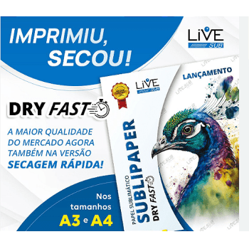 PAPEL P/ SUBLIMACAO LIVE SUBLIPAPER DRY FAST A4 100gr. (PCT C/ 100 FOLHAS)