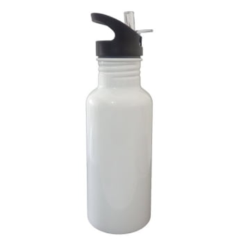 SQUEEZE BRANCO DE INOX C/ BICO RETRÁTIL 500ML + CAIXINHA