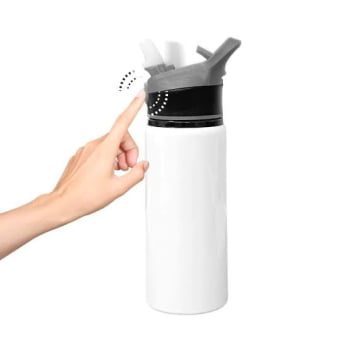 SQUEEZE DE ALUMINIO BRANCO C/ BICO CLICK 600ML + CAIXINHA 
